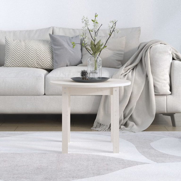 Salontafel Ø 55x45 cm massief grenenhout wit MeubelReus
