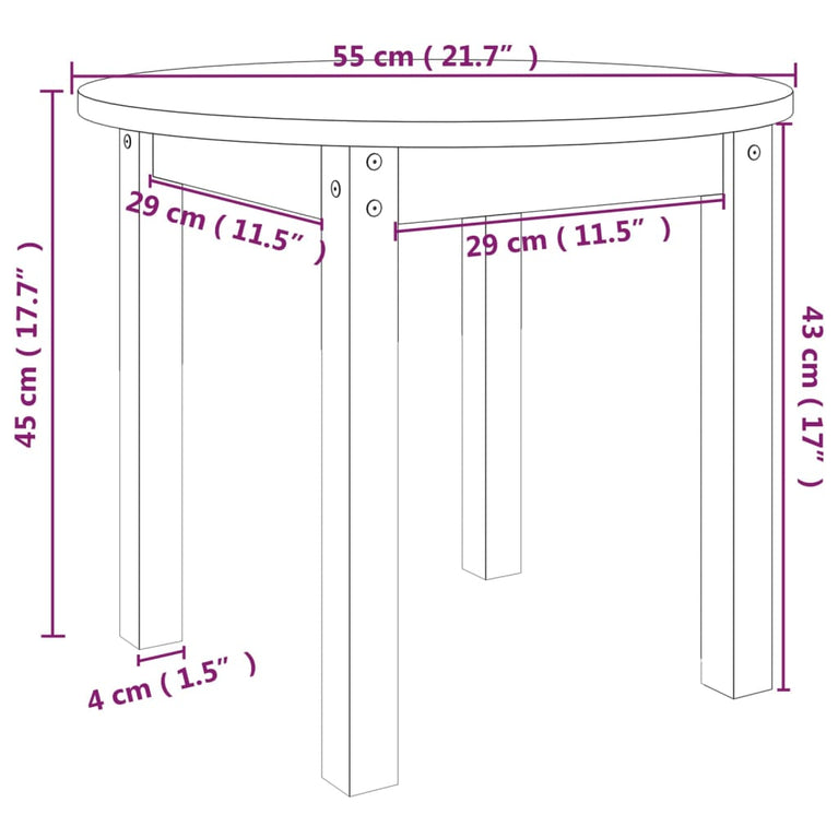 Salontafel Ø 55x45 cm massief grenenhout grijs MeubelReus