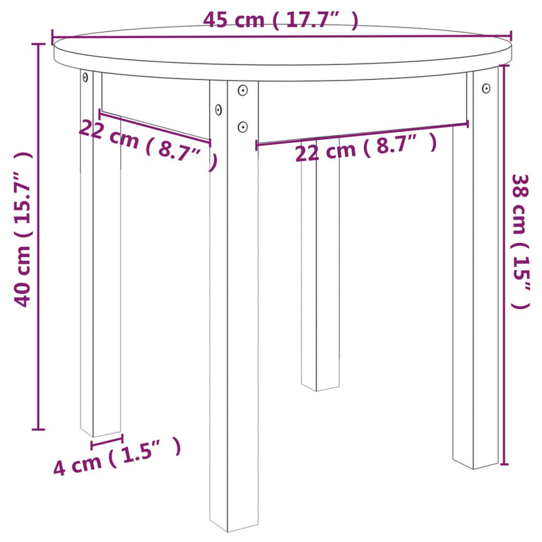 Salontafel Ø 45x40 cm massief grenenhout grijs MeubelReus
