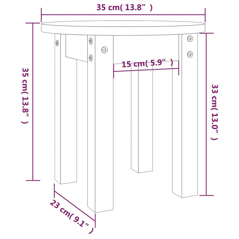 Salontafel Ø 35x35 cm massief grenenhout wit MeubelReus