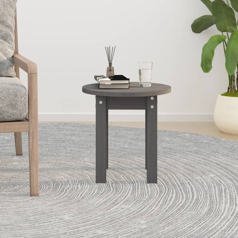Salontafel Ø 35x35 cm massief grenenhout grijs MeubelReus