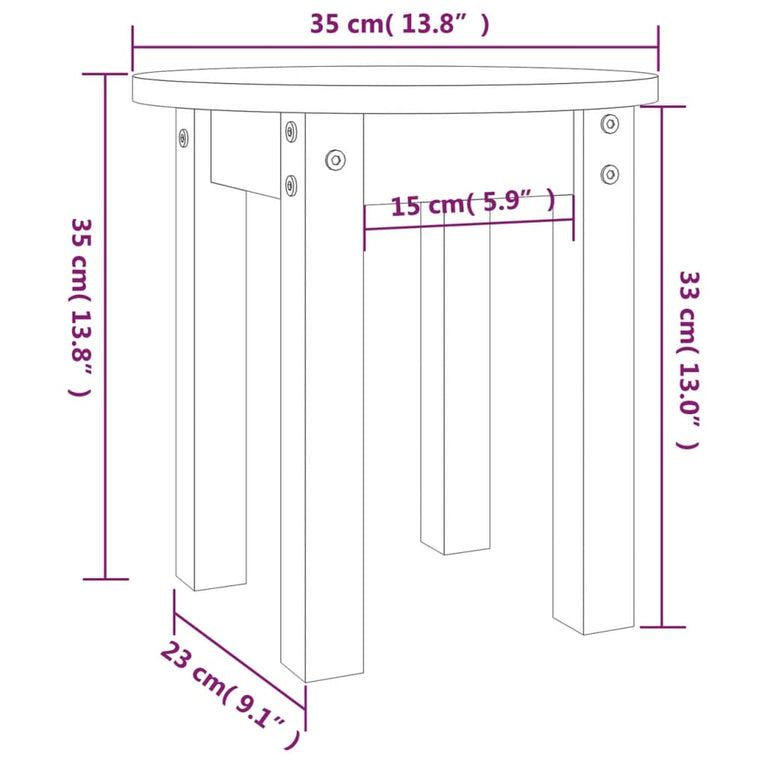 Salontafel Ø 35x35 cm massief grenenhout honingbruin MeubelReus