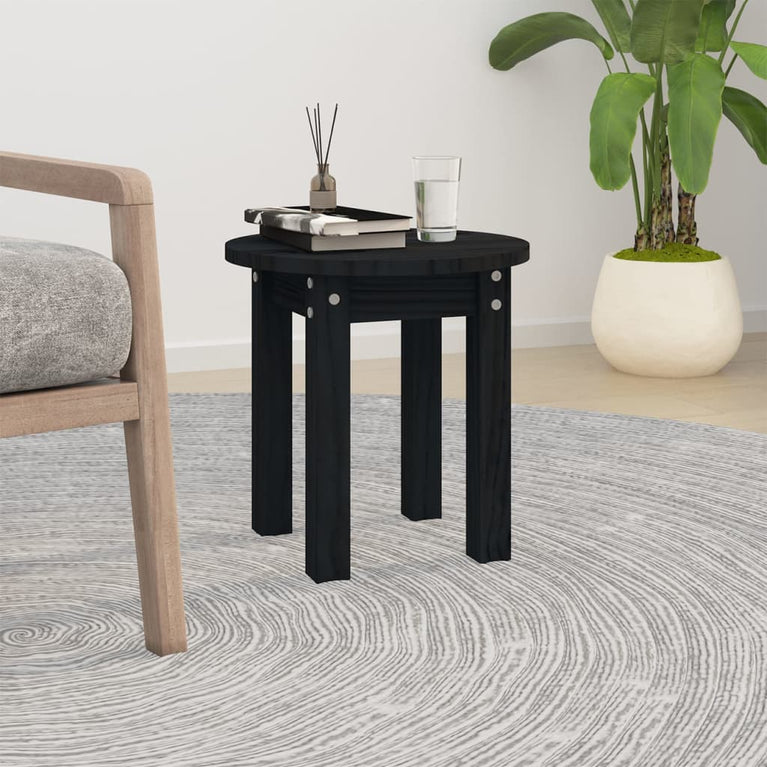 Salontafel Ø 35x35 cm massief grenenhout zwart MeubelReus