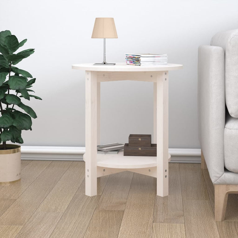 Salontafel Ø 55x60 cm massief grenenhout wit MeubelReus
