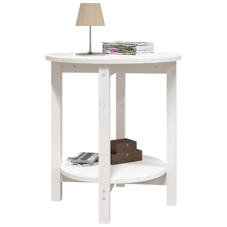 Salontafel Ø 55x60 cm massief grenenhout wit MeubelReus