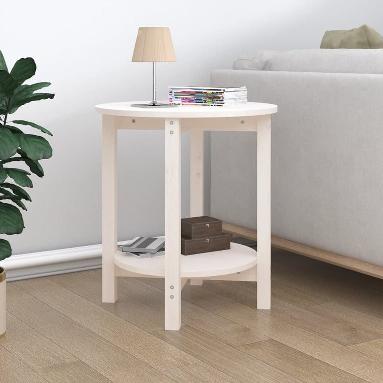 Salontafel Ø 55x60 cm massief grenenhout wit MeubelReus