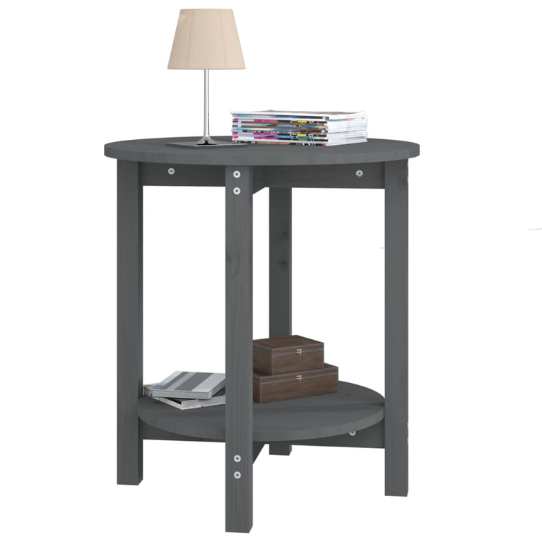 Salontafel Ø 55x60 cm massief grenenhout grijs MeubelReus