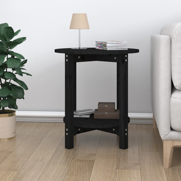 Salontafel Ø 55x60 cm massief grenenhout zwart MeubelReus