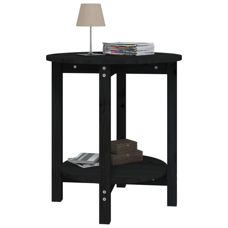 Salontafel Ø 55x60 cm massief grenenhout zwart MeubelReus