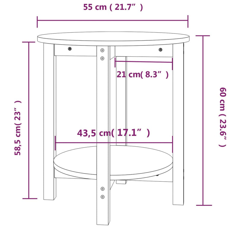Salontafel Ø 55x60 cm massief grenenhout zwart MeubelReus