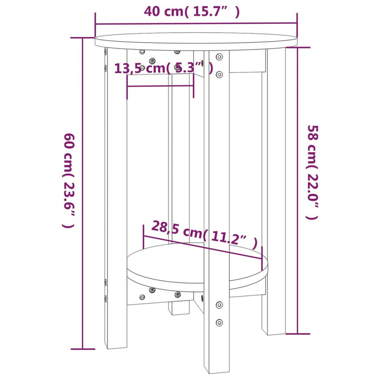 Salontafel Ø 40x60 cm massief grenenhout honingbruin MeubelReus