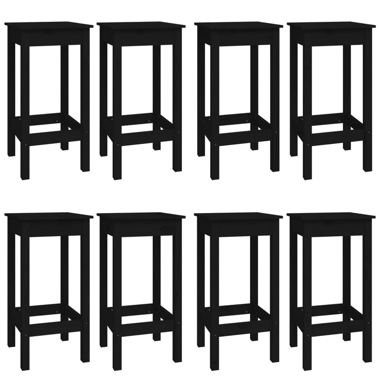 9-delige Barset massief grenenhout zwart