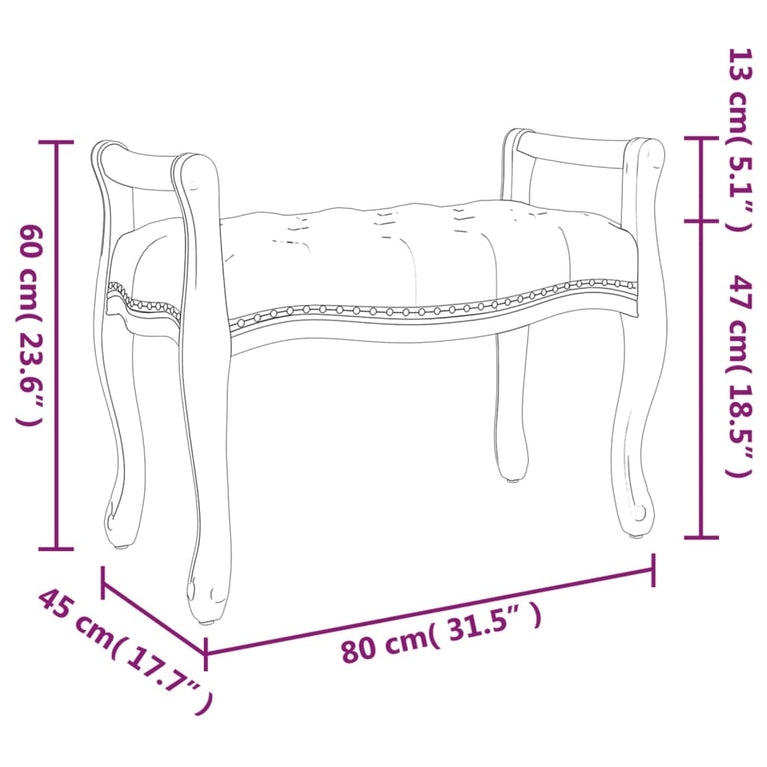 Bankje 80x45x60 cm fluweel donkergrijs MeubelReus