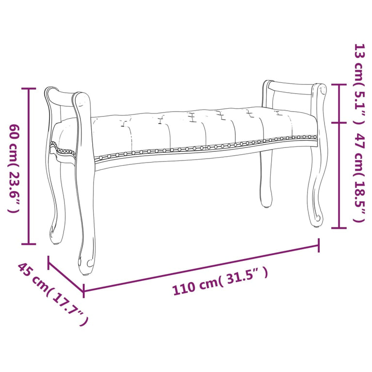Bankje 110x45x60 cm fluweel zwart MeubelReus