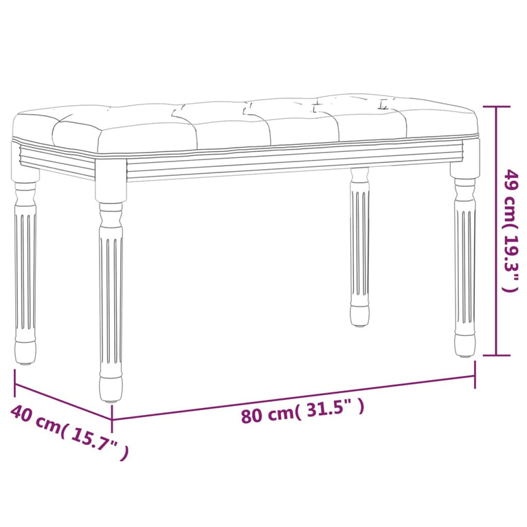 Bankje 80x40x49 cm fluweel donkergrijs MeubelReus