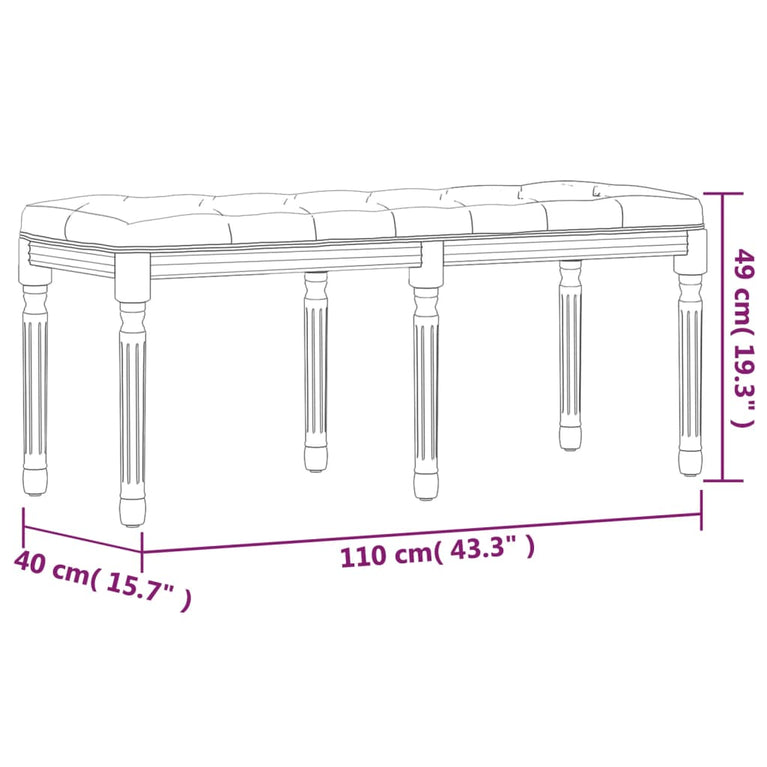 Bankje 110x40x49 cm fluweel lichtgrijs MeubelReus