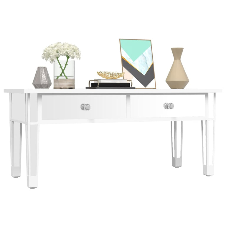 Salontafel gespiegeld 106x45x45 cm bewerkt hout en glas MeubelReus