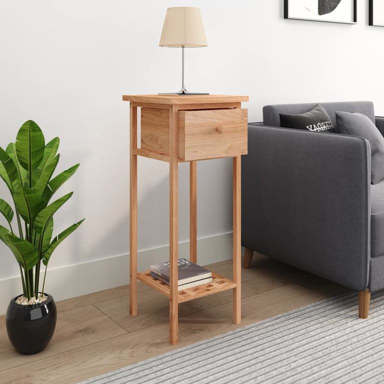 Bijzettafel met lade 25x25x60 cm walnotenhout