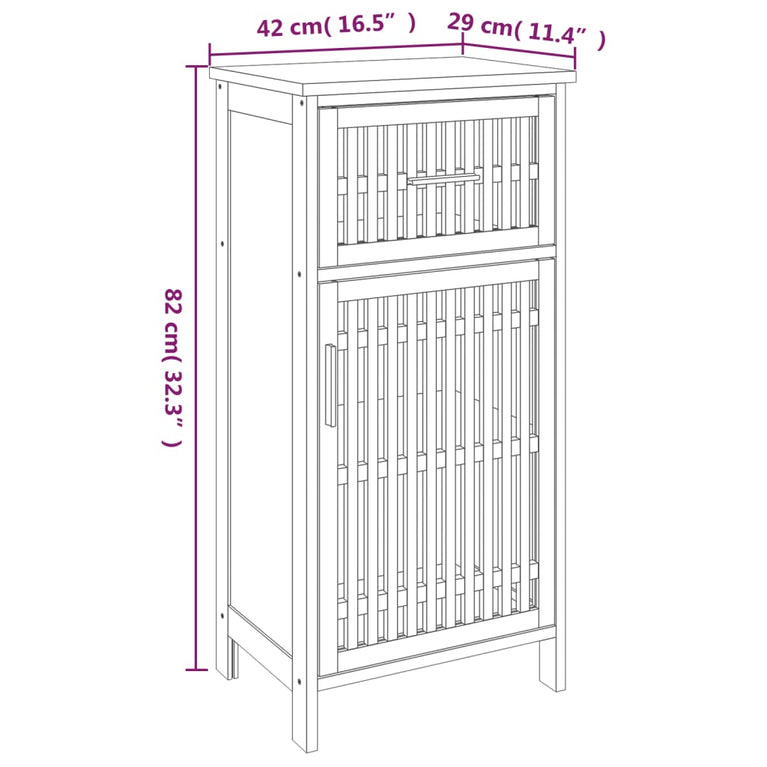 Badkamerkast 42x29x82 cm massief walnotenhout