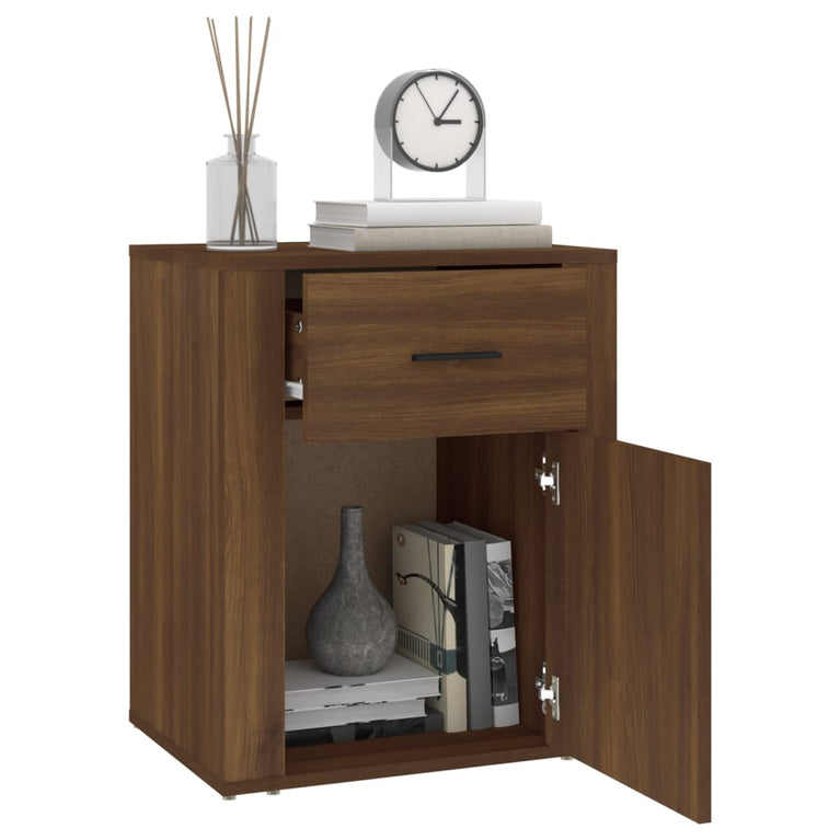 Nachtkastje 50x36x60 cm bewerkt hout bruin eikenkleur MeubelReus