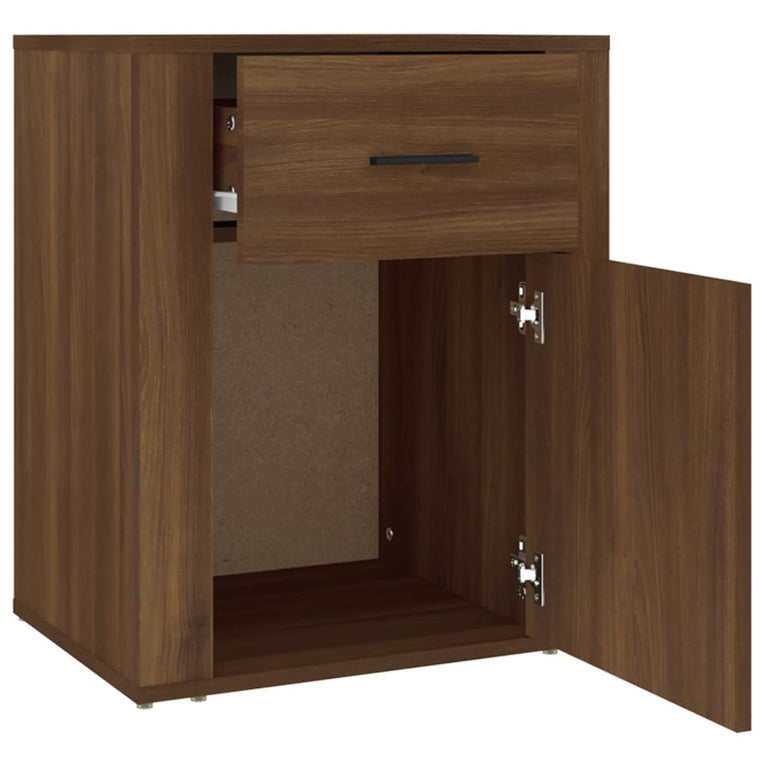 Nachtkastje 50x36x60 cm bewerkt hout bruin eikenkleur MeubelReus