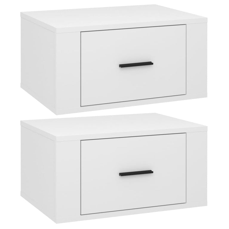 Nachtkastjes 2 st wandgemonteerd 50x36x25 cm hoogglans wit MeubelReus