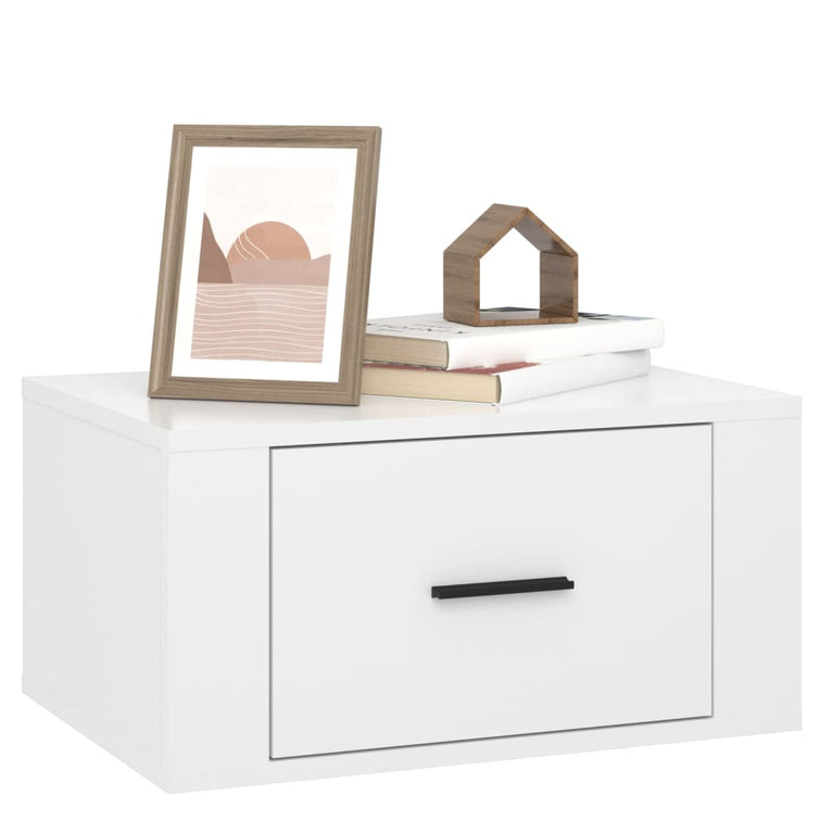 Nachtkastjes 2 st wandgemonteerd 50x36x25 cm hoogglans wit MeubelReus
