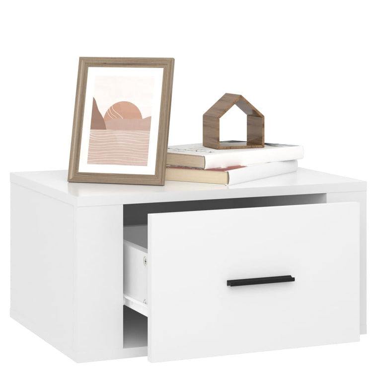 Nachtkastjes 2 st wandgemonteerd 50x36x25 cm hoogglans wit MeubelReus