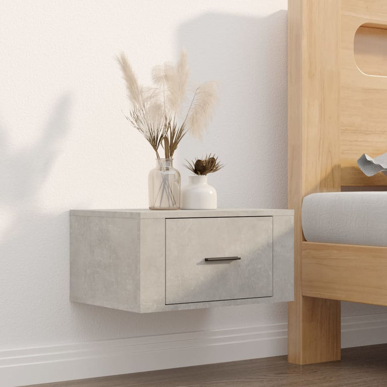 Nachtkastjes 2 st wandgemonteerd 50x36x25 cm betongrijs MeubelReus