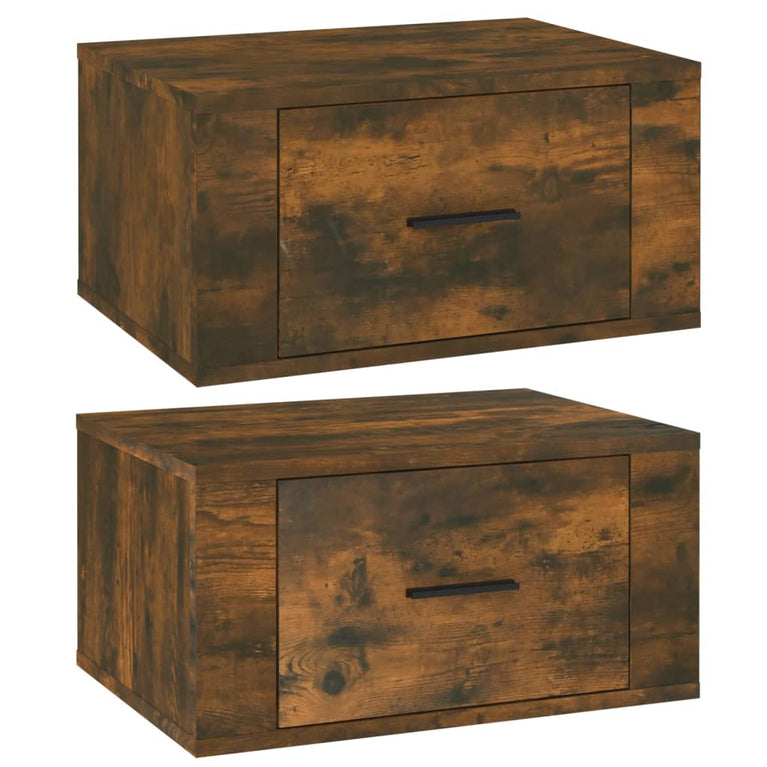 Nachtkastjes 2 st wandgemonteerd 50x36x25 cm gerookt eikenkleur MeubelReus