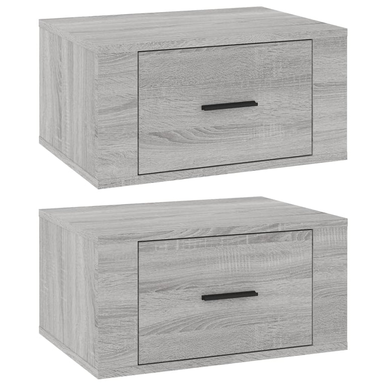 Nachtkastjes 2 st wandgemonteerd 50x36x25 cm grijs sonoma eiken MeubelReus