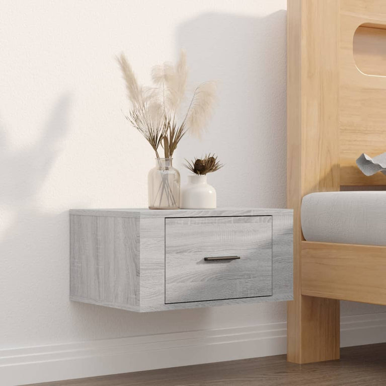 Nachtkastjes 2 st wandgemonteerd 50x36x25 cm grijs sonoma eiken MeubelReus