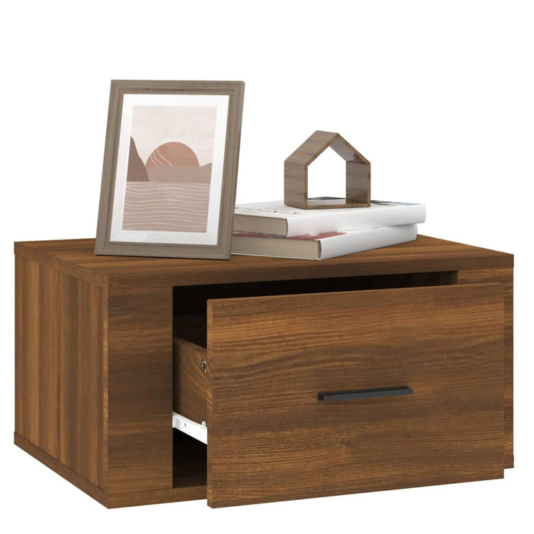 Nachtkastjes 2 st wandgemonteerd 50x36x25 cm bruin eikenkleur MeubelReus