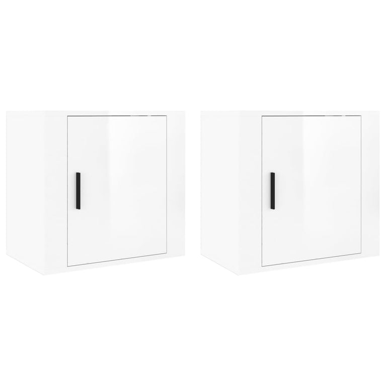 Nachtkastjes 2 st wandgemonteerd 50x30x47 cm hoogglans wit MeubelReus