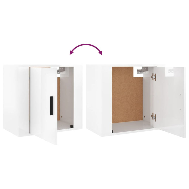 Nachtkastjes 2 st wandgemonteerd 50x30x47 cm hoogglans wit MeubelReus