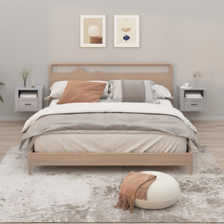 Nachtkastjes 2 st wandgemonteerd 50x36x40 cm grijs sonoma eiken MeubelReus