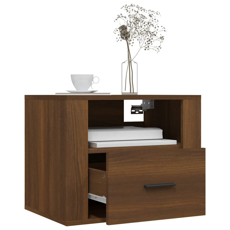 Nachtkastjes 2 st wandgemonteerd 50x36x40 cm bruin eikenkleur MeubelReus