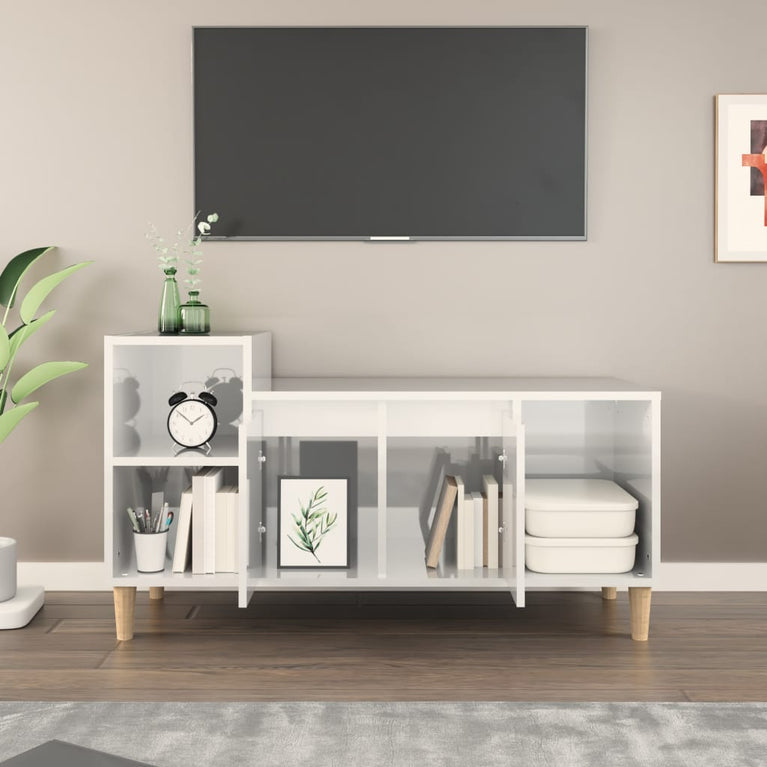 Tv-meubel 100x35x55 cm bewerkt hout hoogglans wit MeubelReus