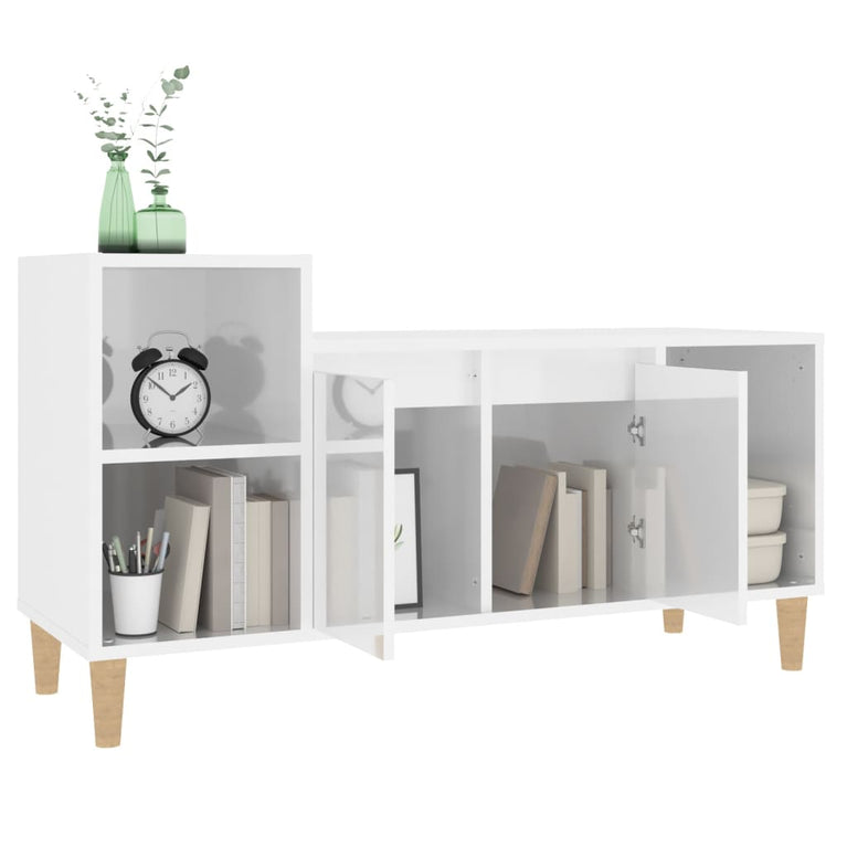 Tv-meubel 100x35x55 cm bewerkt hout hoogglans wit MeubelReus