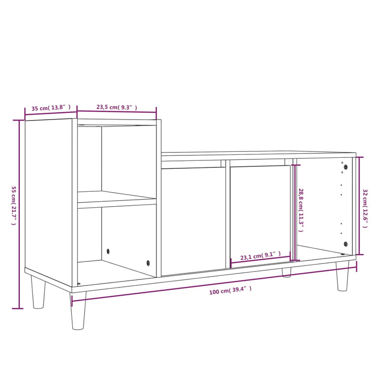 Tv-meubel 100x35x55 cm bewerkt hout hoogglans wit MeubelReus