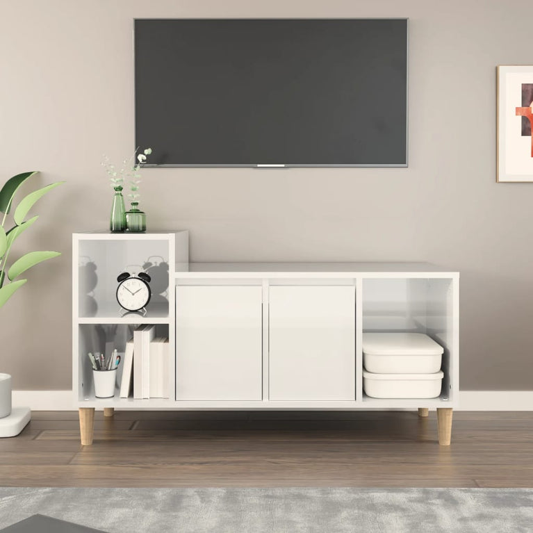 Tv-meubel 100x35x55 cm bewerkt hout hoogglans wit MeubelReus