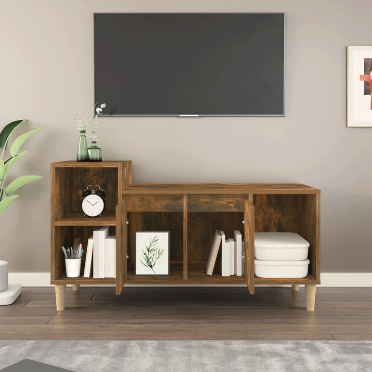 Tv-meubel 100x35x55 cm bewerkt hout gerookt eikenkleurig MeubelReus