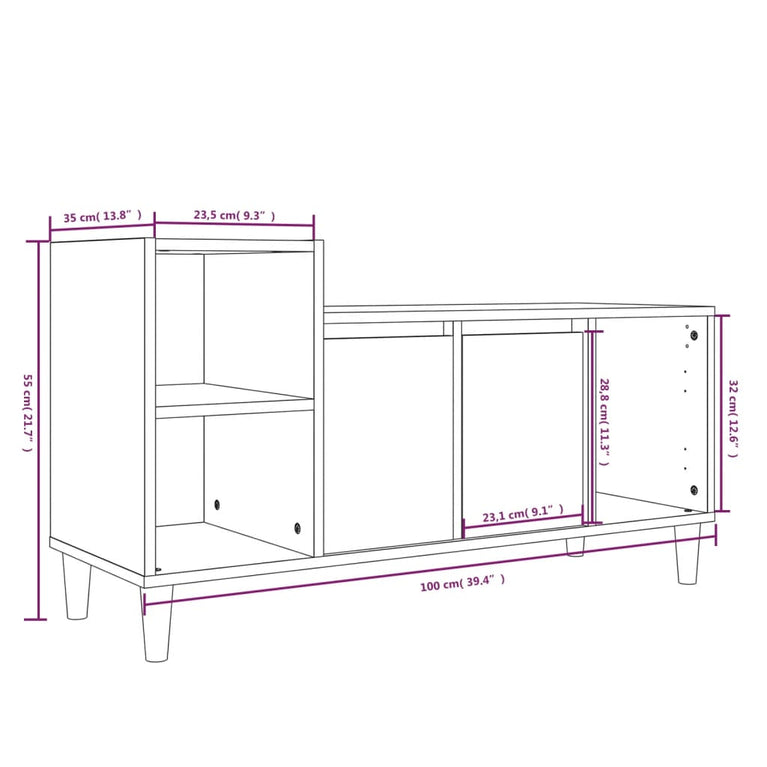 Tv-meubel 100x35x55 cm bewerkt hout gerookt eikenkleurig MeubelReus