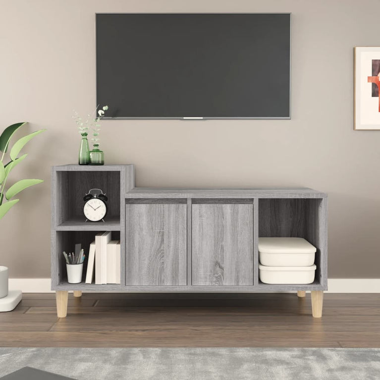 Tv-meubel 100x35x55 cm bewerkt hout grijs sonoma eikenkleurig MeubelReus