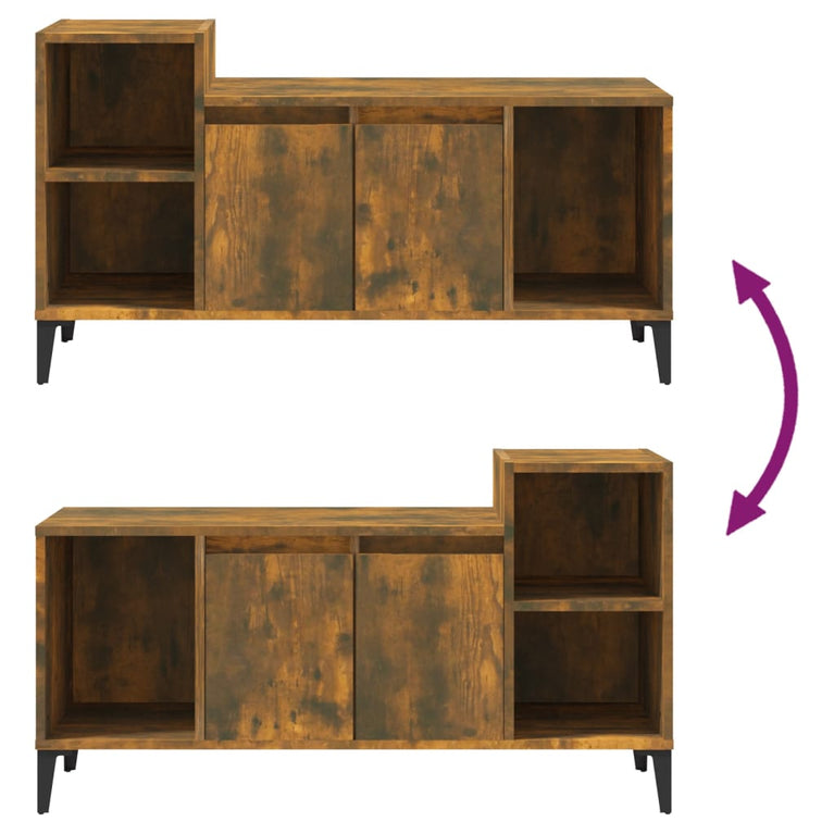 Tv-meubel 100x35x55 cm bewerkt hout gerookt eikenkleurig MeubelReus