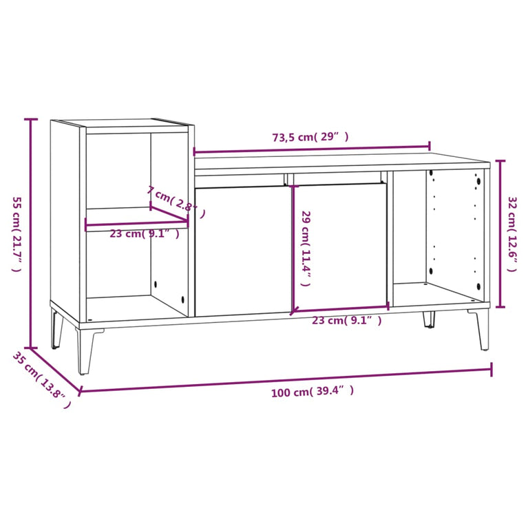 Tv-meubel 100x35x55 cm bewerkt hout gerookt eikenkleurig MeubelReus