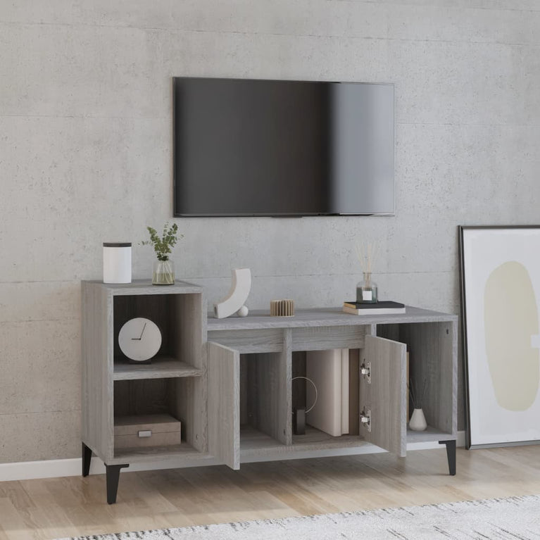 Tv-meubel 100x35x55 cm bewerkt hout grijs sonoma eikenkleurig MeubelReus