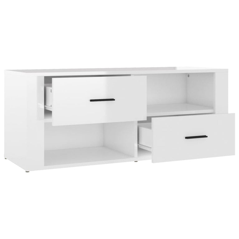 Tv-meubel 100x35x40 cm bewerkt hout hoogglans wit MeubelReus