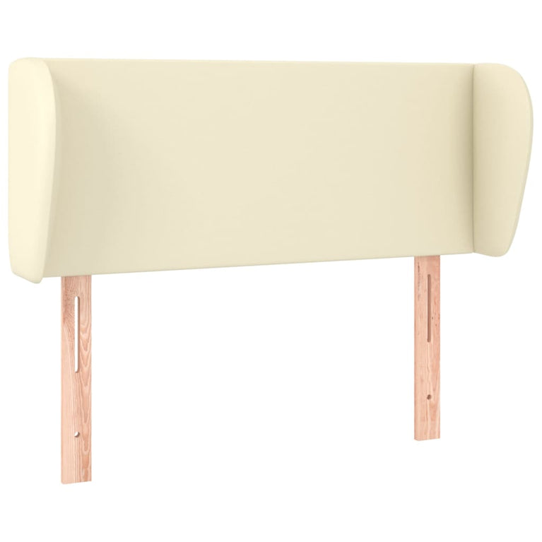Hoofdbord met randen 93x23x78/88 cm kunstleer crèmekleurig