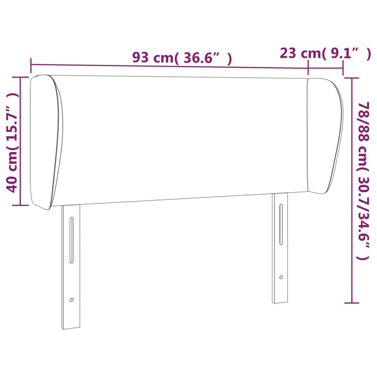 Hoofdbord met randen 93x23x78/88 cm kunstleer crèmekleurig